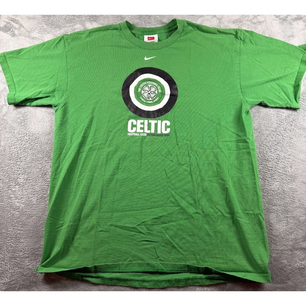 Vtg Nike Team Celtic FC T Shirt Mens L Green Soccer Football Club Graphic Tee - Picture 1 of 8